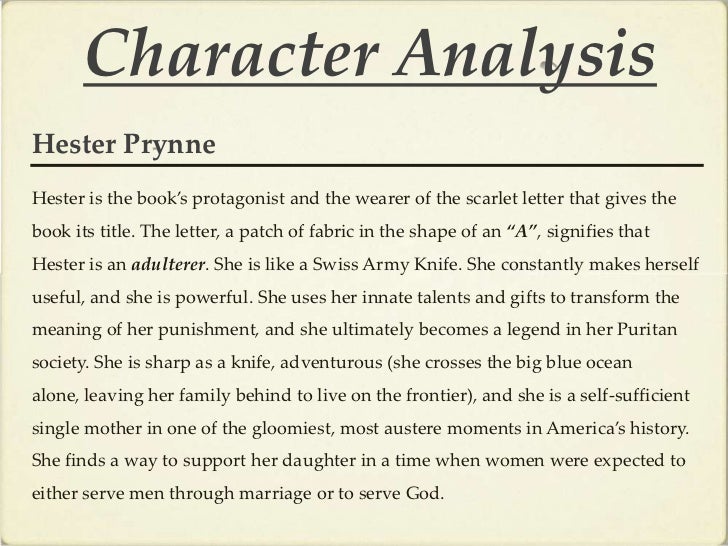 character analysis of hester prynne in the scarlet letter
